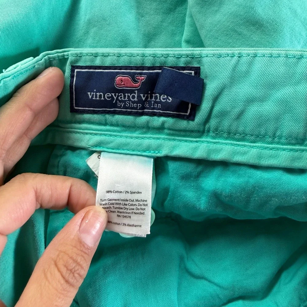 Vineyard Vines Pant Mens 40x30 Green Cotton Chino Straight Slim Preppy Business - Picture 3 of 11